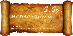 Sáfrán Szabolcs névjegykártya